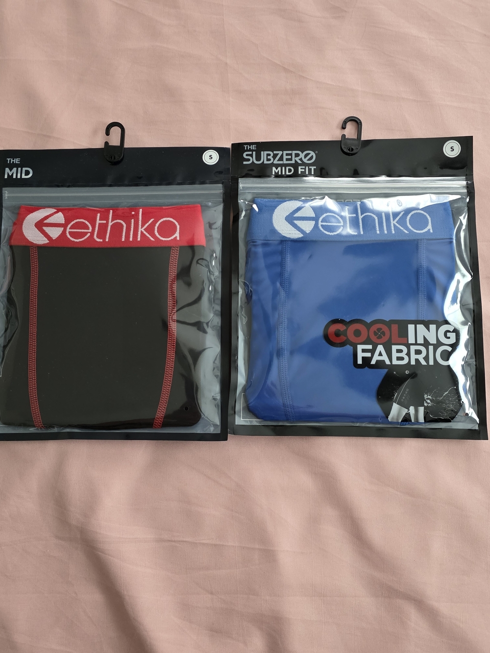 ethika Mid Fit Boxer Briefs - Black with Red & Blue with White Waistband